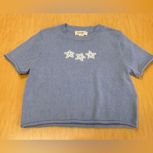 Jessica Simpson Blue Knit Short Sleeve Sweater w/Shells size medium